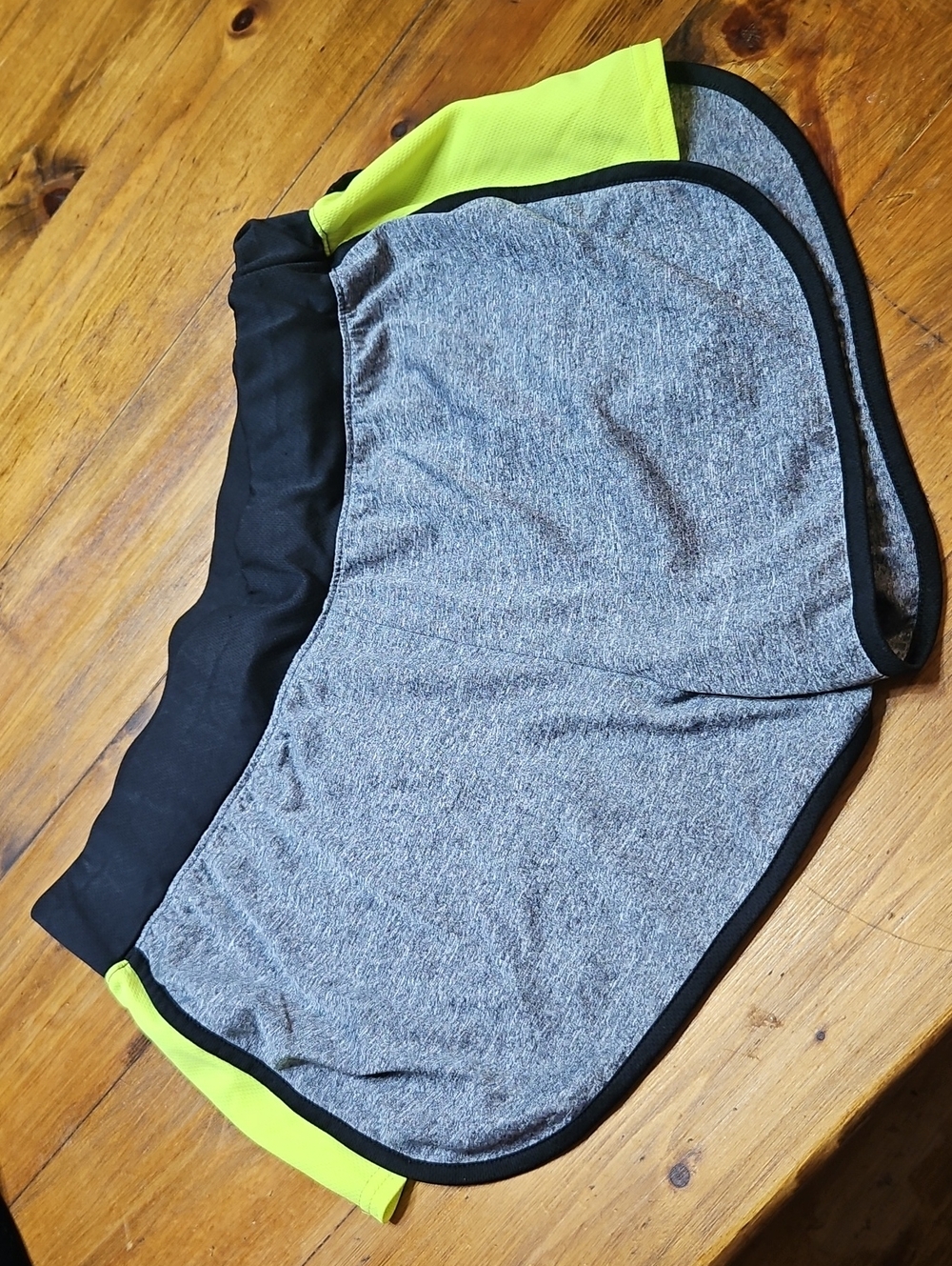 Women's Athletic Grey and Neon Green Running Shorts